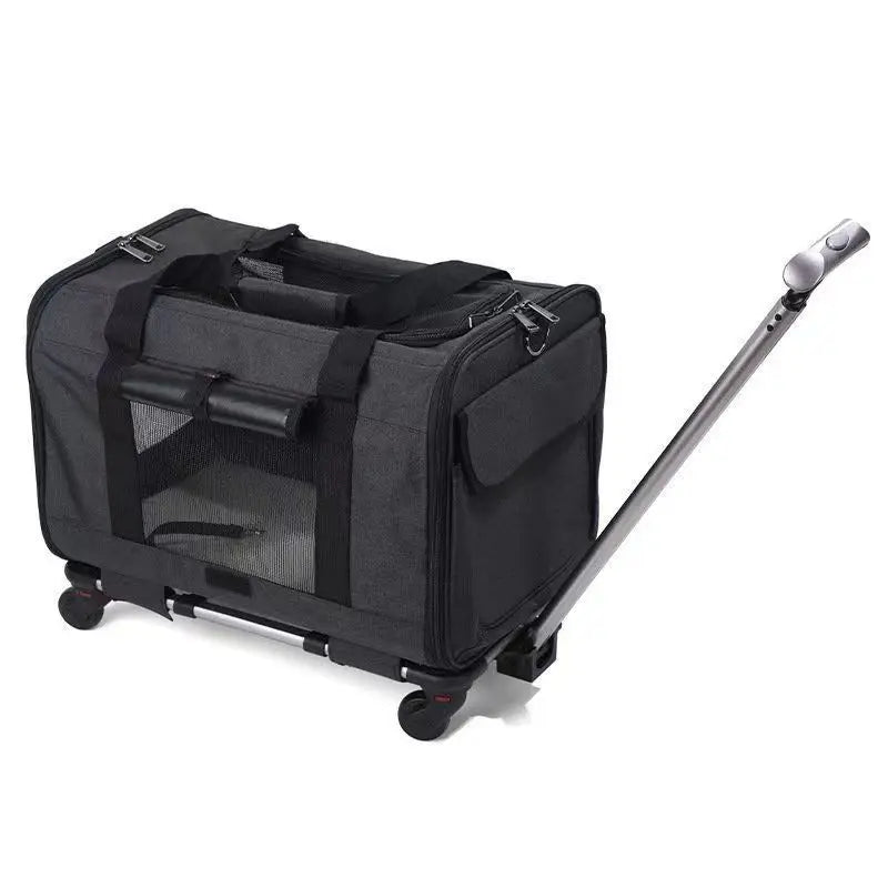 Catlaya TravelSafe Roll™ – Sac de transport à roulettes pour chat (poignée télescopique, pratique et confortable)