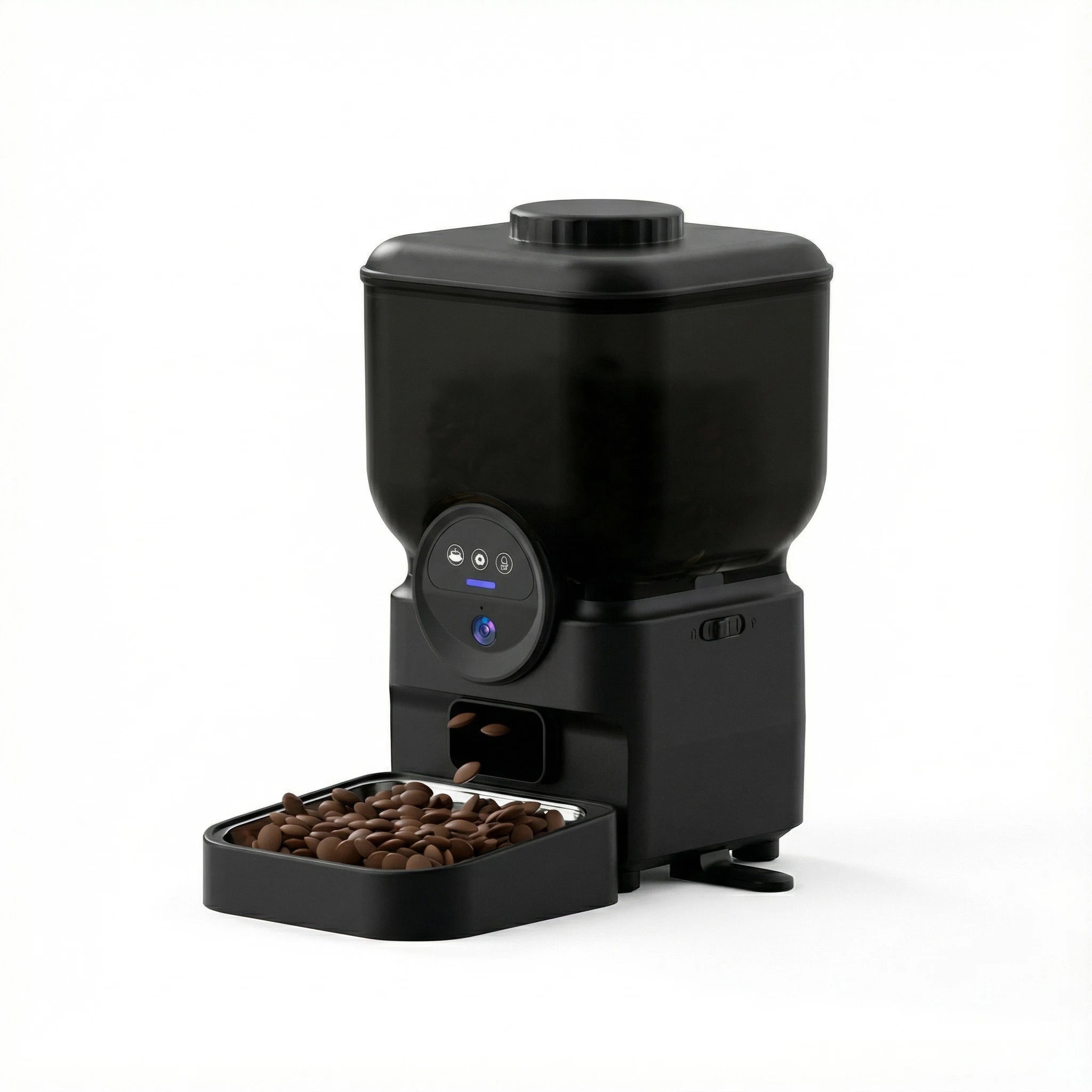 Distributeur automatique de croquettes noir pour chat et chien avec écran de contrôle