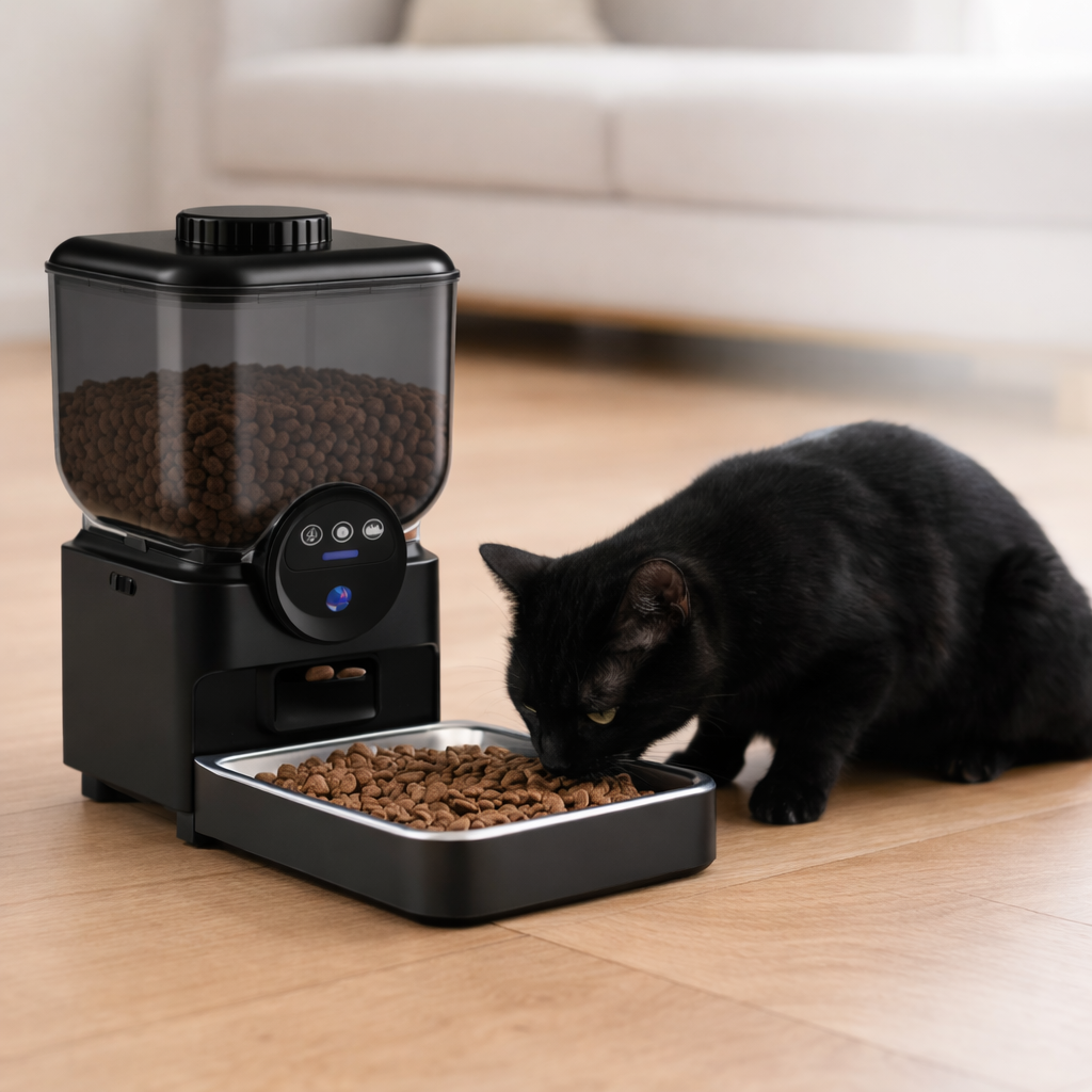 Catlaya SmartFeed Cam™ – Distributeur automatique de croquettes pour chat (caméra intégrée, contrôle via application mobile)