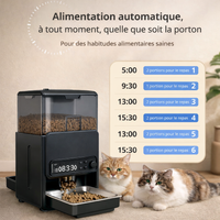 Catlaya SmartFeed Duo™ – Distributeur automatique de croquettes pour chat (double gamelle, alimentation séparée)