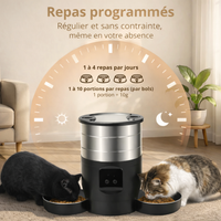 Catlaya SmartFeed Duo Connect™ – Distributeur automatique de croquettes pour chat (double gamelle, contrôle via application mobile)