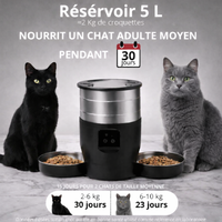 Catlaya SmartFeed Duo Connect™ – Distributeur automatique de croquettes pour chat (double gamelle, contrôle via application mobile)