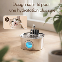 Catlaya AquaFlow Wireless™ – Fontaine à eau sans fil pour chat (réservoir autonome, pratique et silencieuse)