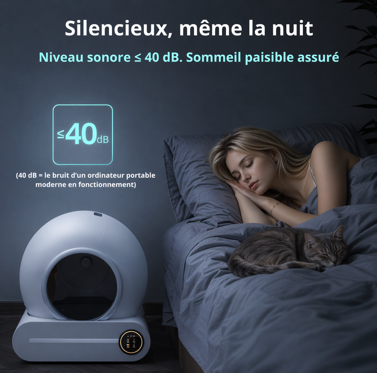 Catlaya SmartClean™ – Litière automatique autonettoyante pour chat (connectivité mobile, nettoyage autonome)