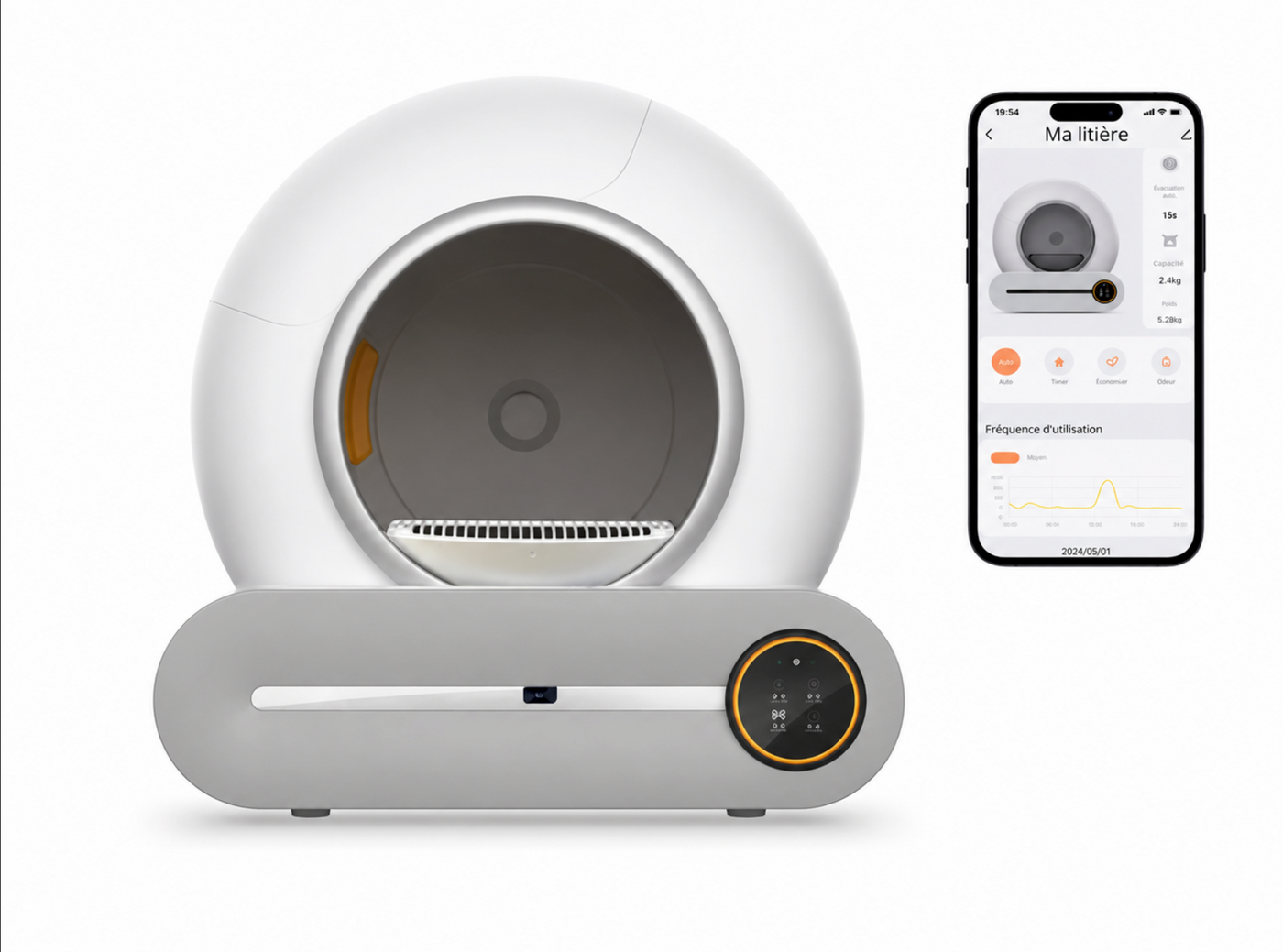 Catlaya SmartClean™ – Litière automatique autonettoyante pour chat (connectivité mobile, nettoyage autonome)