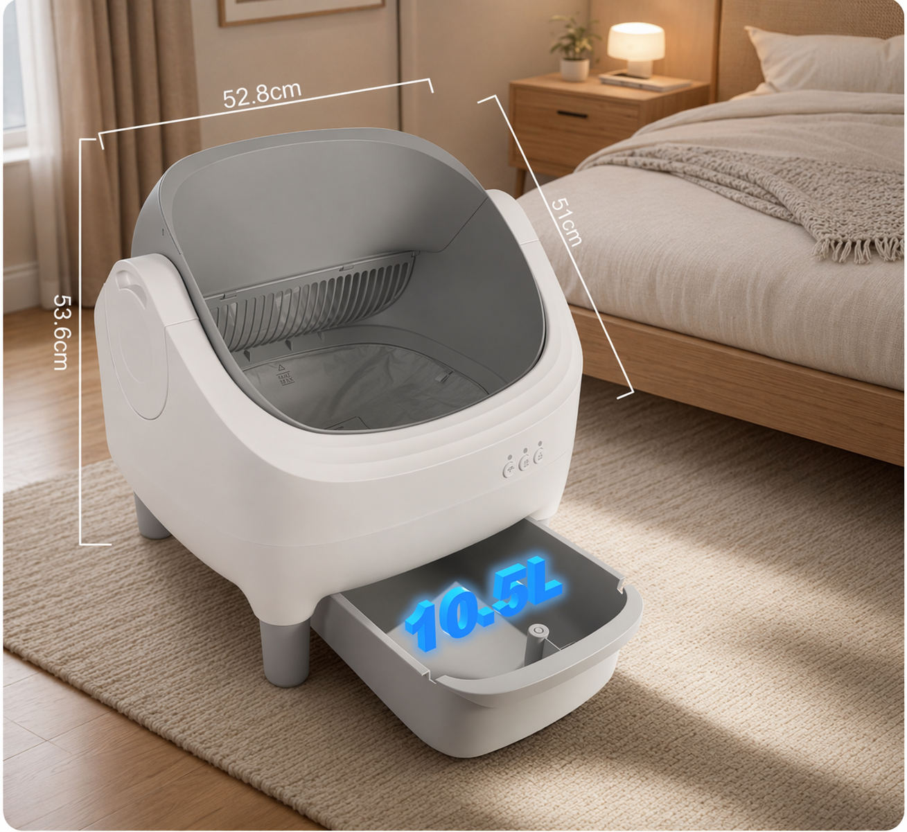 Catlaya SmartClean Open™ – Litière automatique ouverte pour chat (autonettoyante, grande capacité)