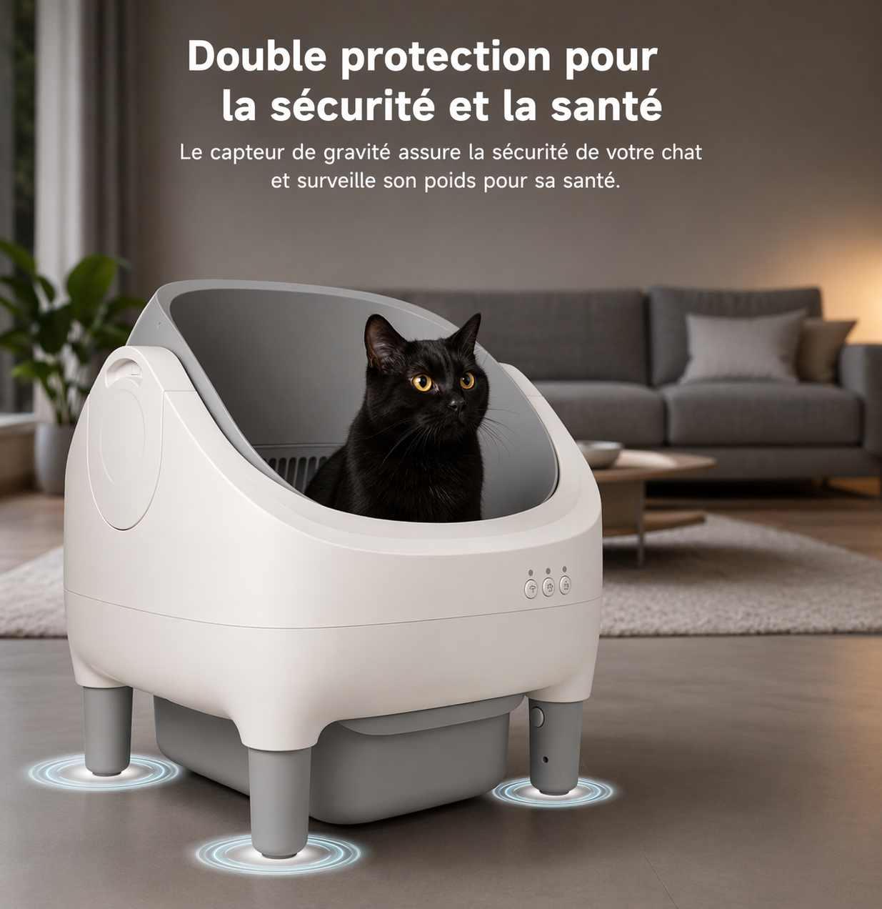 Catlaya SmartClean Open™ – Litière automatique ouverte pour chat (autonettoyante, grande capacité)
