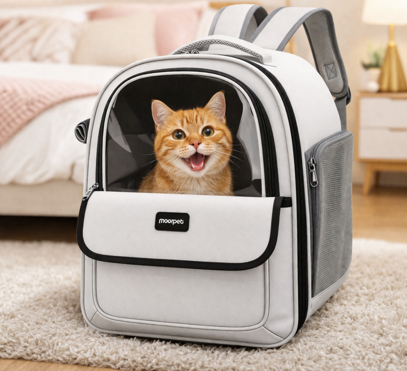 Catlaya TravelSafe Capsule™ – Sac à dos transparent pour chat (vue panoramique, ventilé et confortable)
