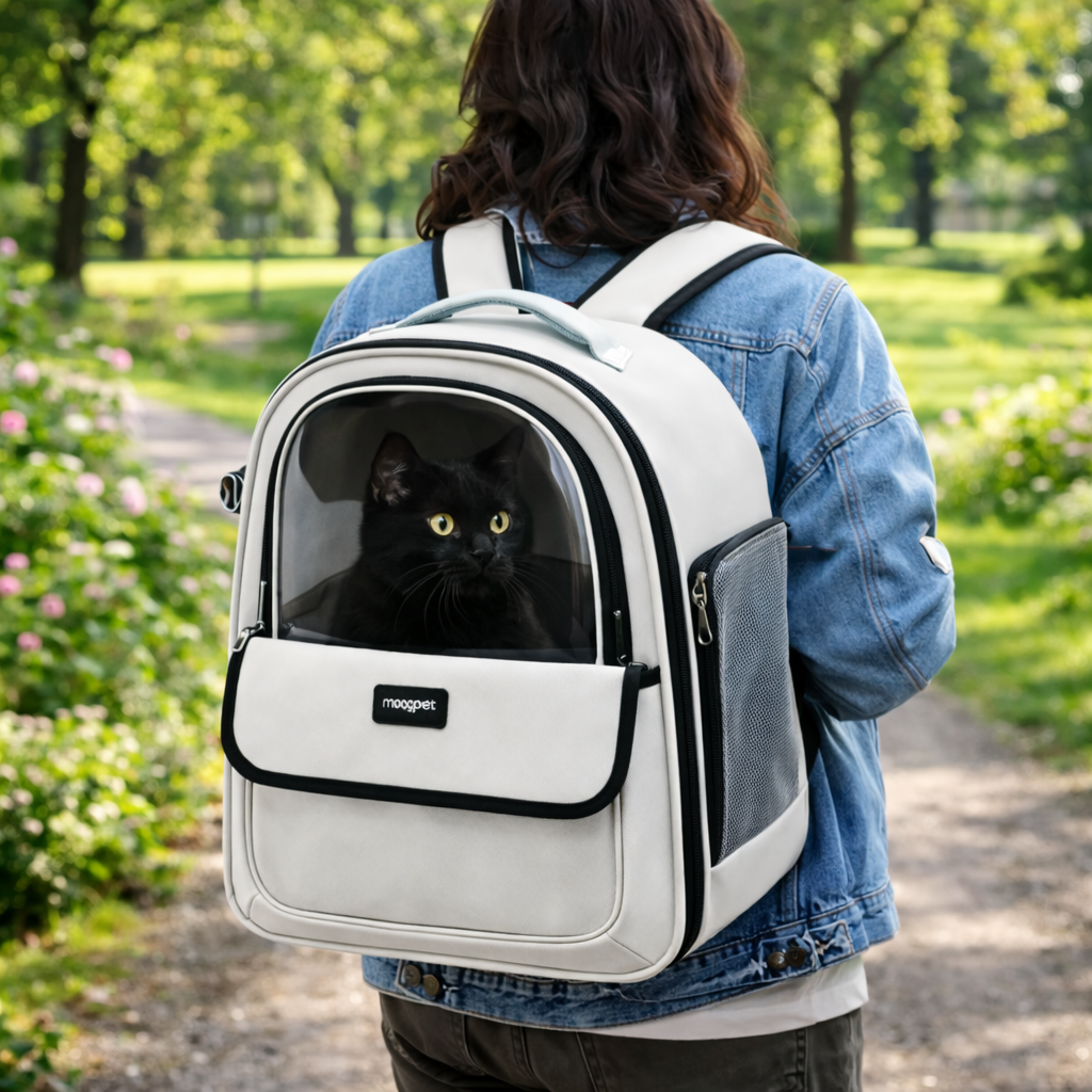 Catlaya TravelSafe Capsule™ – Sac à dos transparent pour chat (vue panoramique, ventilé et confortable)